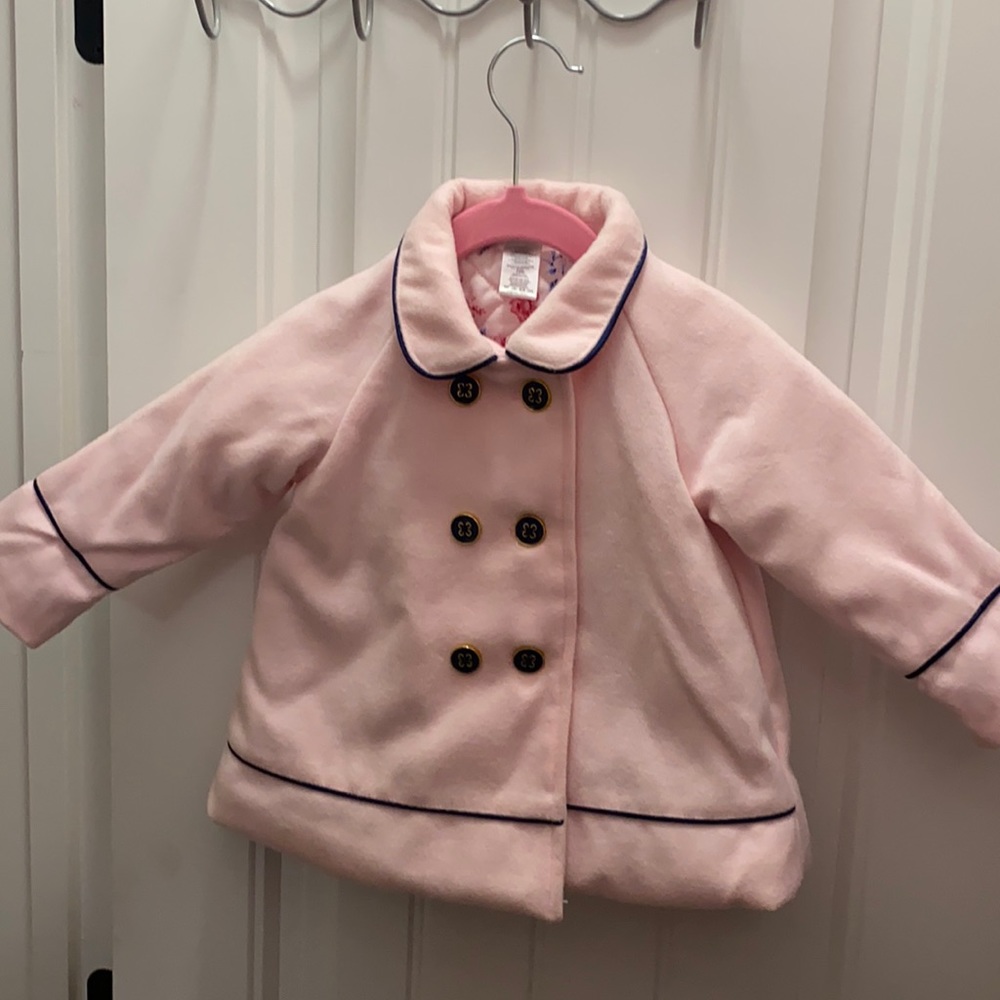 Little Me Pink and Navy Pea Coat